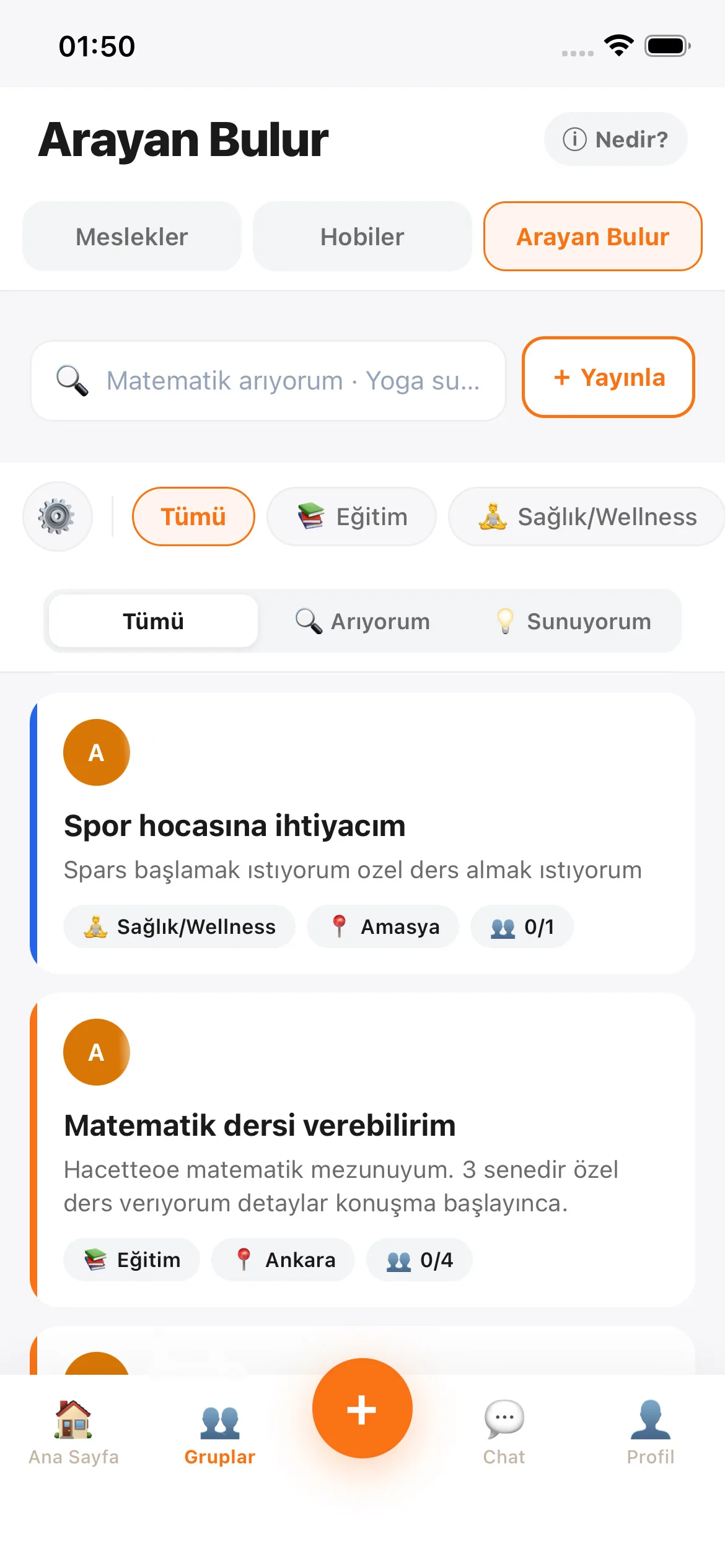 Arayan Bulur ekranı